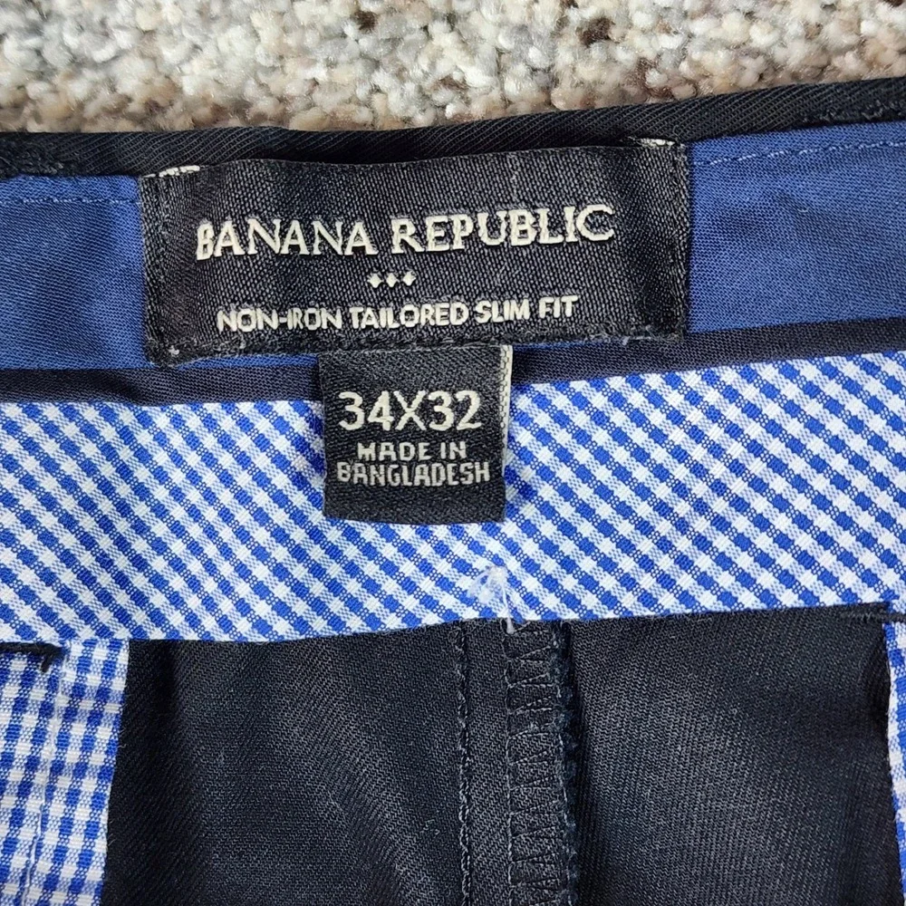 Banana Republic Chino Dress Pants Mens 34x32 Slim Fit Non-Iron Black Excellent